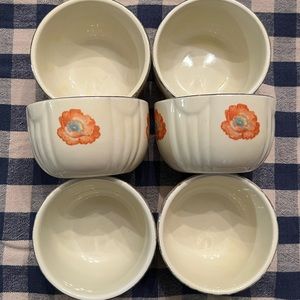 6 Halls Superior Quality Custard Cups, Orange Poppy